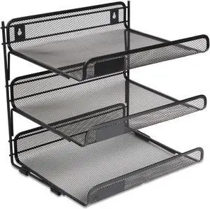 TruRed Wire Mesh Document Organizer 3 Section Letter Matte Black TR57556CC