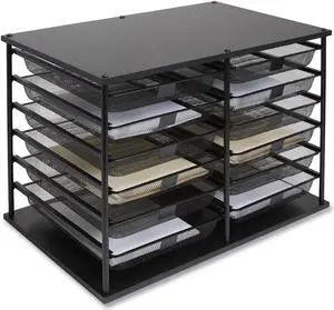 TruRed Wire Mesh Document Organizer 12 Section Legal Matte Black TR57535CC