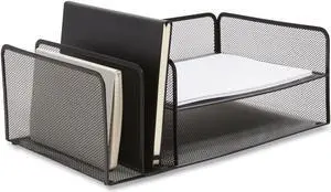 TruRed Wire Mesh Combination Organizer 4 Section Letter Matte Black TR57538CC