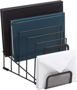Tru Red Metal Incline Sorter with Wire Mesh Mobile Device Holder Matte Black