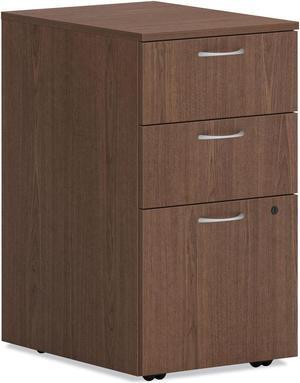 HON Mod Mobile Pedestal 3-Drawer File Cabinet Letter/Legal Sepia Walnut 15x20x28