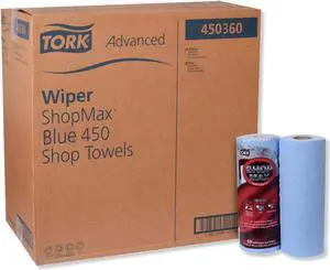 Essity Advanced ShopMax Wiper 450 11 x 9.4 Blue 60/Roll 30 Rolls/Carton 450360 Essity Advanced ShopMax Wiper 450 11 x 9.4 Blue 60/Roll 30 Rolls/Carton 450360