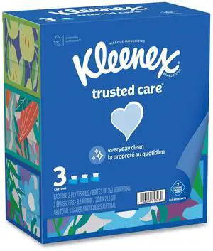 Kleenex Trusted Care Facial Tissue 2-Ply White 160 Sheets/Box 12/Carton 54303