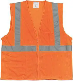 Zipper Safety Vest Large Hi-Viz Orange 302MVGZORL