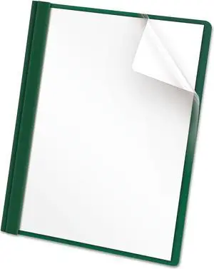 Oxford 55856 Clear Front Report Cover, Tang Clip, Letter, 1/2" Capacity, Green, 25/Box