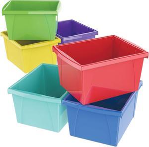 Storex Storage Bins, 10 x 12 5/8 x 7 3/4, 4 Gallon, Assorted Color, Plastic (61514U06C)