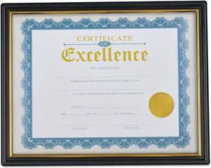 Document Frames, Plastic, 8 1/2 x 10 Insert, Black/Gold, 3/Pack 76847 Document Frames, Plastic, 8 1/2 x 10 Insert, Black/Gold, 3/Pack 76847