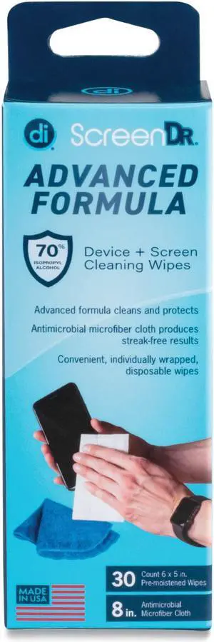 ScreenDr Device and Screen Cleaning Wipes Includes 30 White Wipes and 8" Microfiber Cloth 6 x 5 32346