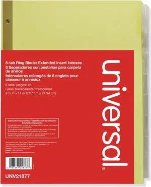 UNIVERSAL Extended Insert Indexes Eight Clear Tabs Letter Buff 6 Sets/Box 21877