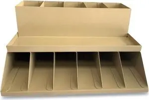 Coin Wrapper and Bill Strap Two-Tier Rack 11 Compartments 9.38 x 8.13 4.63 Metal Pebble Beige 500013