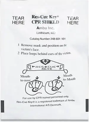First Aid Only CPR Face Shield with Elastic Ear Band, Fits Adults and Children, White