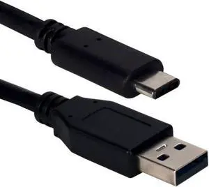 QVS 3.28ft USB-C to USB-A 2.0 Sync & Charger Cable - Black