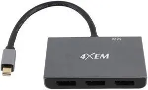 4XEM 4XMST06 3-Port Mini DisplayPort to DisplayPort Multi-Monitor Hub - Gray