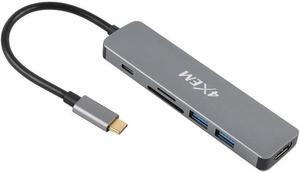 4XEM Gray 4XHB03 Docking Station - for Notebook - SD, microSD, MultiMediaCard (MMC) - 100 W - USB 3.1 (Gen 1) Type C