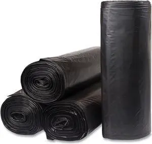 Low-Density Commercial Can Liners 45 gal 1.2 mil 40" x 46" Black Interleaved Roll 10 Bags/Roll 10 Rolls/Carton ECI404612K