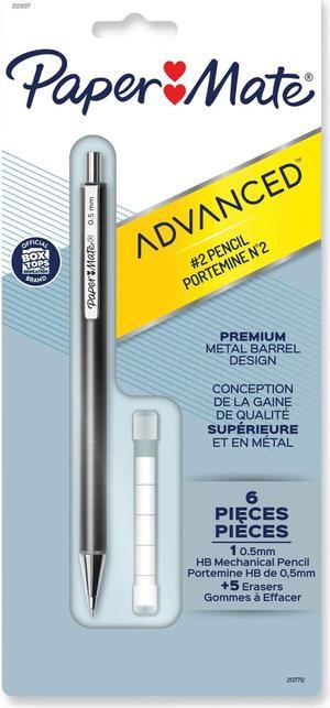 Paper Mate Advanced Mechanical Pencils 0.5mm #2 Black Lead Gun Metal Gray Barrel