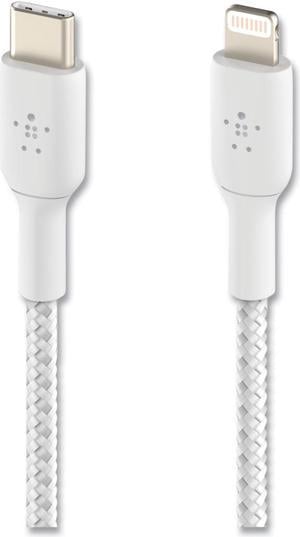 BELKIN CAA004bt1MWH White Braided USB-C to Lightning Cable, Boost Charge MFi-Certified iPhone USB-C Cable