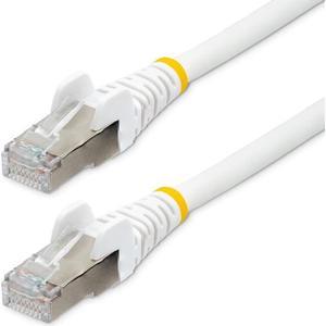 StarTech 25ft CAT6a Ethernet Cable White Low Smoke Zero Halogen LSZH 10 GbE 100W PoE S/FTP Snagless RJ-45 Network Patch Cord NLWH25FCAT6APATCH