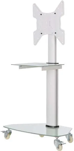 Tripp Lite Premier Rolling TV Cart for 32" to 55" Displays Frosted Glass Base and Shelf Locking Casters White DMCS3255SG62W