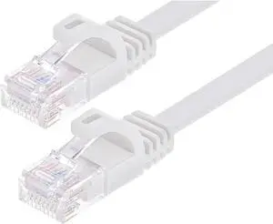 Monoprice Cat6 Ethernet Patch Cable - 10 Feet - White | Snagless RJ45, Flat, 550MHz, UTP, Pure Bare Copper Wire, 30AWG, For Network Internet Modem Router Xbox PS3 Cord - Flexboot Series