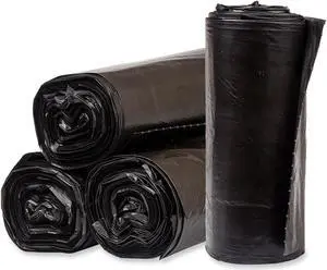 Eco Strong Plus Can Liners 40 gal 1.35 mil 40" x 46" Black Perforated Roll 100/Carton PCRL4046SHK