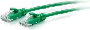 C2G 7ft Cat6a Snagless Unshielded UTP Slim Ethernet Cable Cat6a Network Patch Cable PoE Green C2G30156