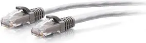 C2G 15ft Cat6a Snagless Unshielded UTP Slim Ethernet Cable Cat6a Slim Network Patch Cable PoE Gray C2G30122