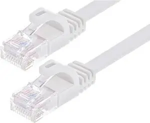 Monoprice Cat6 Ethernet Patch Cable - 3 Feet - White | Snagless RJ45, Flat, 550MHz, UTP, Pure Bare Copper Wire, 30AWG, For Network Internet Modem Router Xbox PS3 Cord - Flexboot Series