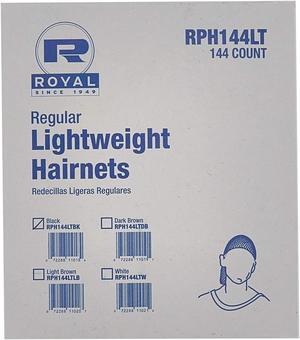 Royal Lightweight Latex-Free Hairnets Black 144Ct RPH144LTBK