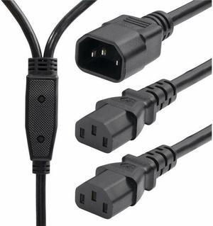 StarTech 6ft 1.8m Power Cord Splitter IEC 60320 C14 to 2x C13 AC Power Cable 10A 250V 18AWG UL Listed Components 87238600POWERCORD