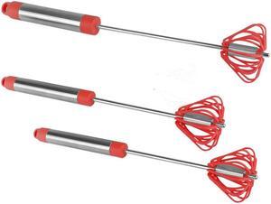 Ronco Self Turning Rotating Turbo Push Whisk Mixer Milk Frother Red 3-Pack
