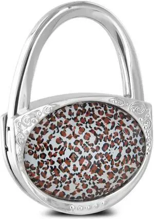 Pursfection Design Folding Handbag Purse Hook Hanger, Leopard