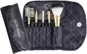 Jacki Design Vintage Allure 5 PC Make Up Brush Set And Bag, Black
