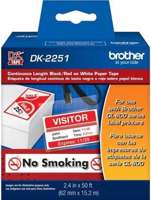BROTHER DK2251 Black/Red ON WHITE PAPER LABEL