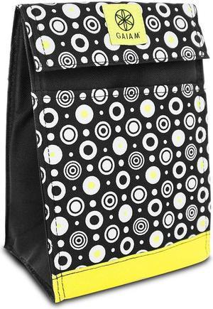 Gaiam Insulated Lunch Bag Tote Leak-Resistant Yellow Circles