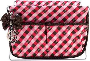 Jacki Design Large Retro Plaid Magazine Holder Coral Fashion Organizer