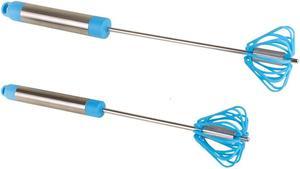 Ronco Self Turning Rotating Turbo Push Whisk Mixer Milk Frother Blue 2-Pack
