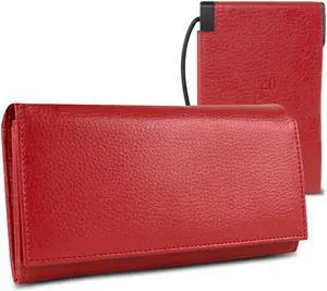 Halo Women's RFID Hack-Proof Power Wallet w/ 3000mAh Power Bank and Cable Red