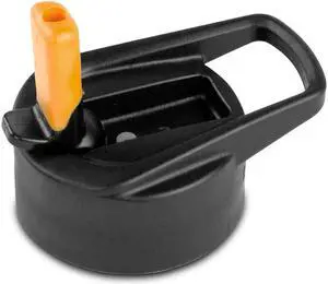 Eco-Vessel Replacement Kids Flip Straw Top, Black with Orange Spout