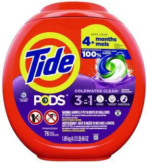 PODS Laundry Detergent HE Compatible Spring Meadow 57 oz Tub 76 Pacs/Tub 4 Tubs/Carton 80870804