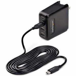 StarTech.com 100W USB-C Wall Charger, 2x USB-C, 2x USB-A, Fast Charging Portable GaN Power Adapter, PD 3.0, 6ft/1.8m USB-C to USB-C Cable - 2210GCN-WALL-CHARGER