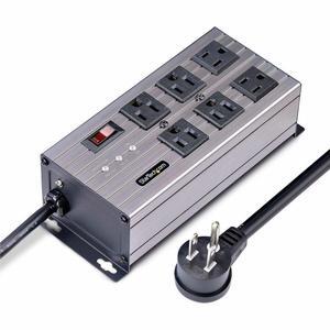 StarTech 6-Outlet Industrial Power Strip 125V/15A EMI/RFI Isolation Surge Protection Mountable PDU 8ft NEMA 5-15P Cord UL Listed 6N515S8POWERSTRIP