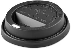 Solo Traveler Sip Through Lids for ThermoGuard Hot Cups Fits 12 oz to 24 oz Hot Cups Plastic Black 1200/Carton TL1224TGB