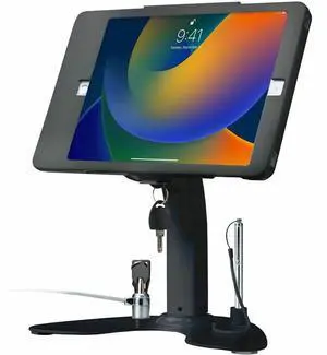 CTA Dual Security Kiosk Stand with Locking Case/Cable for 10.2" iPad - Black
