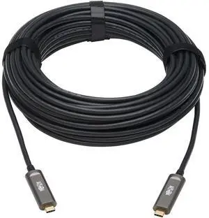 Tripp Lite USB-C AOC Cable (M/M) - USB 3.2 Gen 2 (10 Gbps) Plenum-Rated Fiber Active Optical Cable - Data Only, Black, 10 m - 32.81 ft USB-C Data Transfer Cable for Server, Hard Drive, Desktop Compute