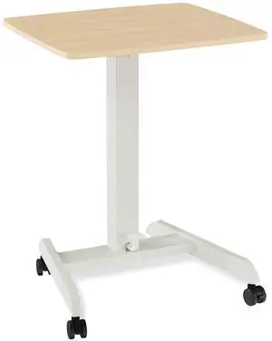 Union&Scale Essentials Sit-Stand Single-Column Mobile Workstation Natural Wood