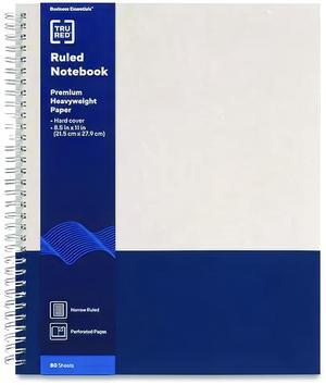 TRU RED Wirebound Hardcover Notebook Gray/Blue 11 8.5 80 Sheets TR55737