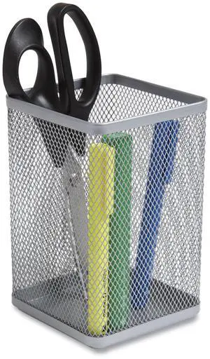 Wire Mesh Jumbo Pencil Holder 4.33 x 4.33 x 6.69 Silver TR57574CC