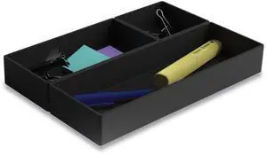 TruRed Three-Piece Plastic Drawer Organizer Black 3/Set TR55295