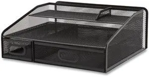 Tru Red Six Compartment Wire Mesh Accessory Holder 2 Drawers Black TR57539CC